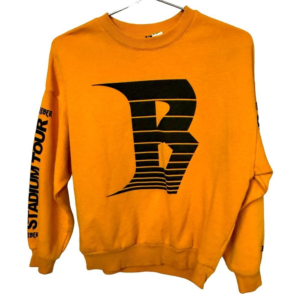 Justin Bieber 2017 Stadium Tour Yellow Concert Crew Sweatshirt Women’s XS MINT